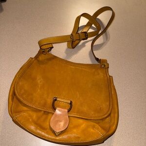 Frye Lucy mustard yellow leather crossbody bag with duster bag